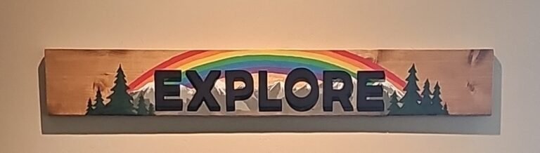 DIY Hand-Painted Mountain “Explore” Sign