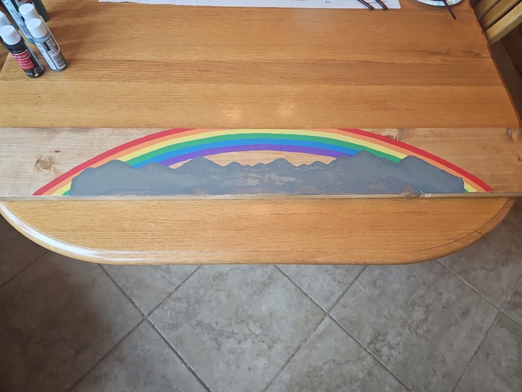 My actual first step painting the mountains